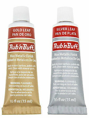 Amaco Rub 'n Buff Wax Metallic Finish 2 Color Set Gold Leaf Silver Leaf