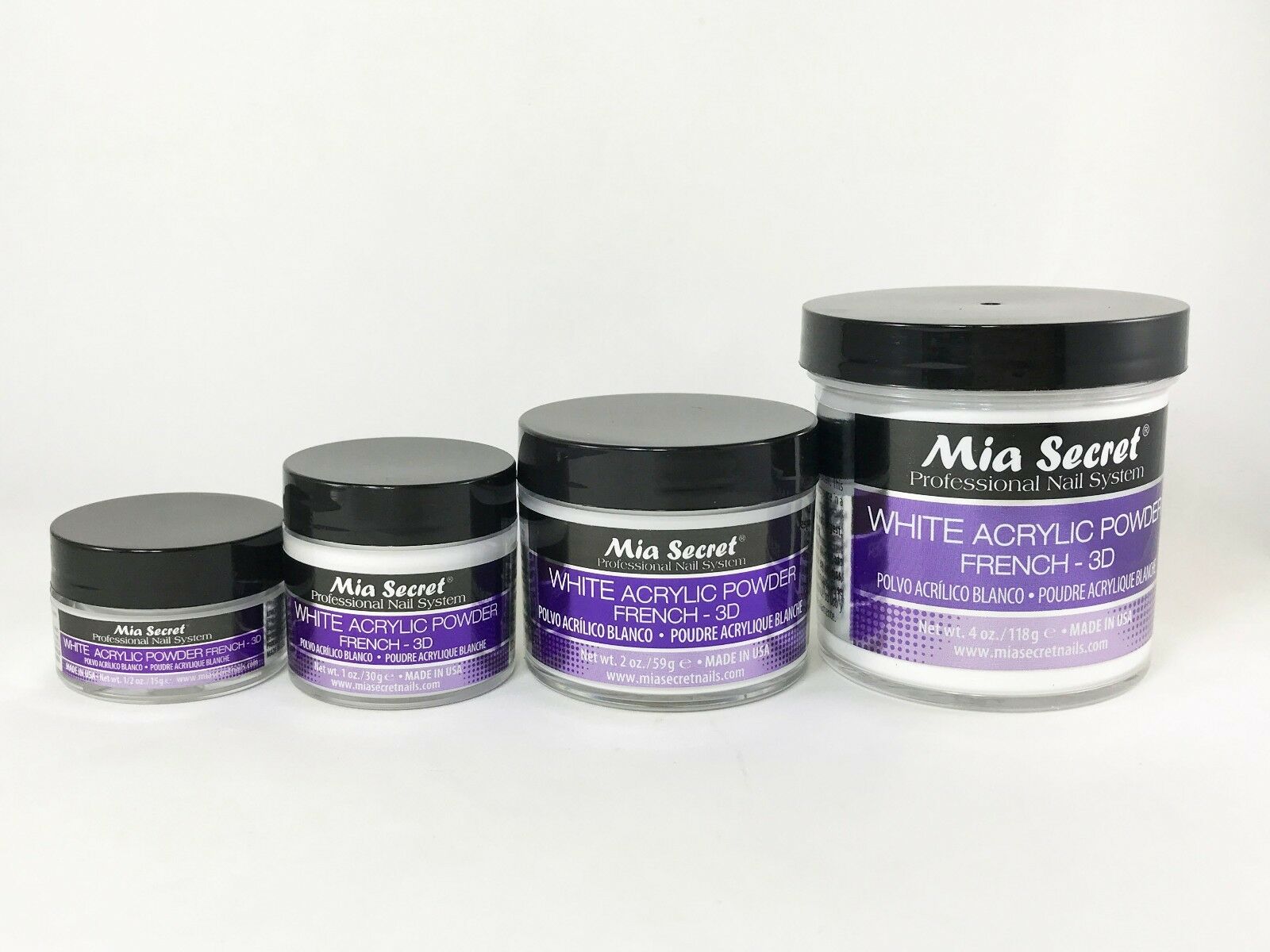 Mia Secret White Acrylic Powder 0.5 Oz / 1 Oz / 2 Oz / 4 Oz - Choose Your Size